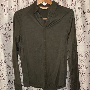 Icebreaker Olive Green Button-Up Shirt